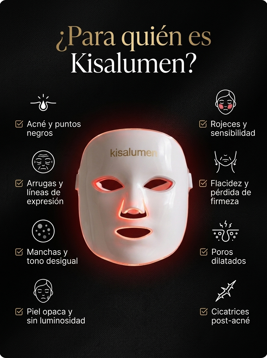 Kisalumen — Máscara LED Facial Multiluz | 1072 mW/cm²